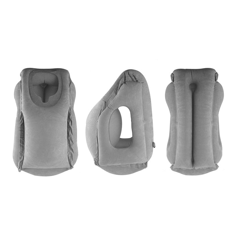 Image of the Zen Air Inflatable Pillow in Granite Grey. Showing 3 positions.