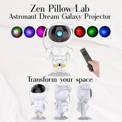 Zen Pillow Lab Introducing the Astronaut Dream Galaxy Projector. Transform your space into a galactic wonderland. Great for kids or adults to use as a night light, party device or just to zone out and relax under the stars.